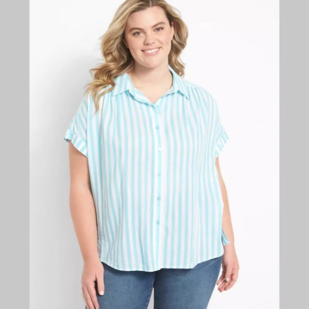 Lane Bryant Cotton Lightweight Tie-Hem Blouse 30/32